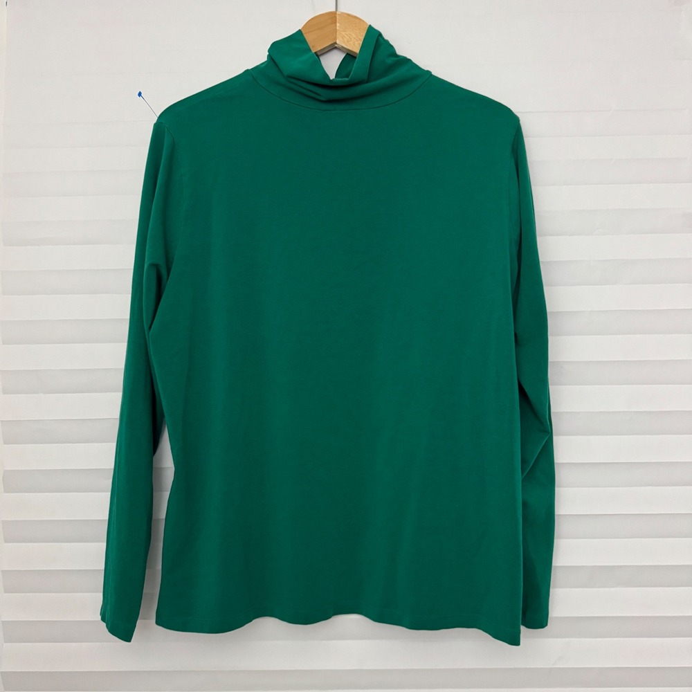 Coldwater Creek Emerald Green Supima‎ Cotton Turtleneck Top Plus Size 2X 20W-22W